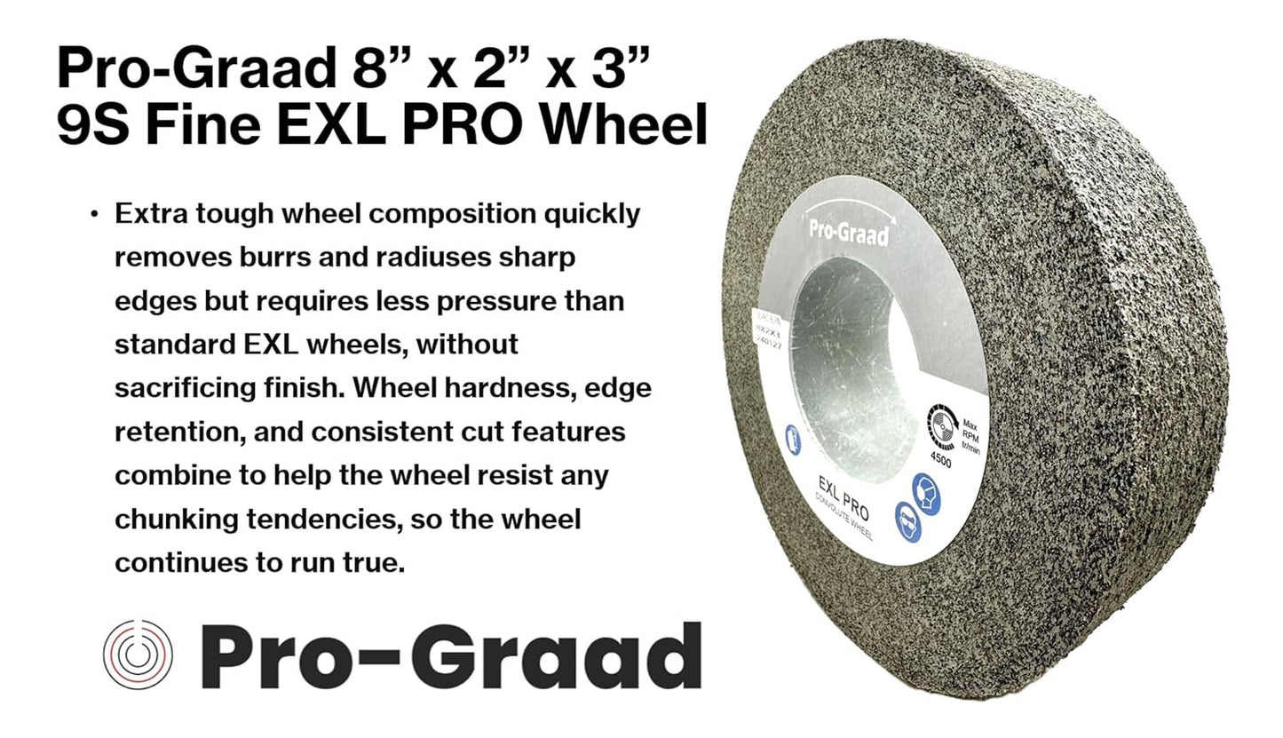 Pro-Graad EXL PRO Deburring & Polishing Wheel 8"x2"x3" 9S Fine Silicon Carbide | Professional Convolute Wheel for Metal Deburring, Finishing & Polishing – 94909 – 1 Pack