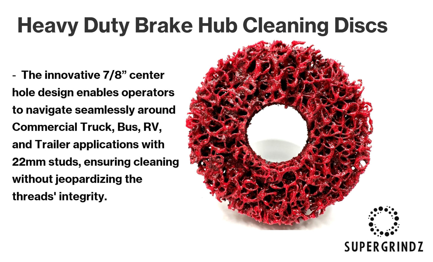 6 Pack 2-1/2” 60mm x 22mm XL Heavy Duty Brake Hub Cleaning Pads for Commercial Truck, Bus, RV, Trailer Brake Drum, Rotor, Compatible with Pro-Graad XL, Counteract HBCR22, HBCTK-22 Hub Pro XL