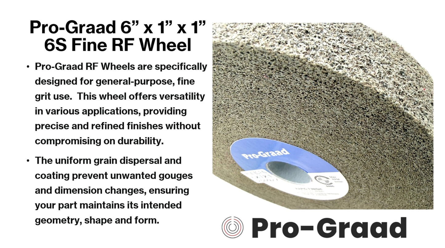 Pro-Graad 1 Pack 6” x 1” x 1” 6S Fine Series 1000 RF Long Life Convolute Deburring, Finishing & Polishing Wheel, Includes Adapter for use on 3/4 5/8 1/2 inch Shaft Sizes, Pack of 1