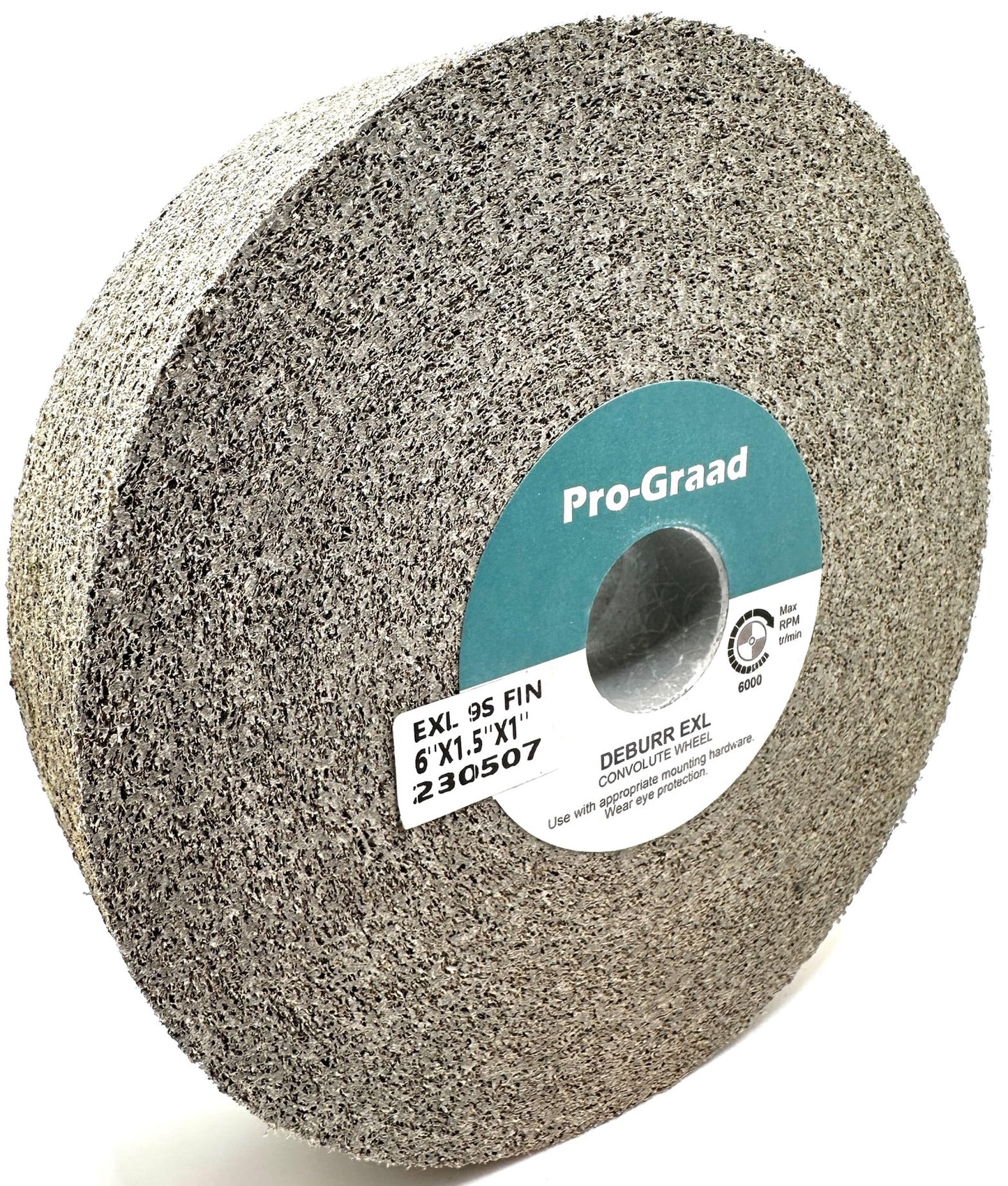 Pro-Graad EXL Deburring Wheel - 6" x 1-1/2" x 1" 9S Fine Grit - Silicon Carbide - Metal Deburring, Finishing and Polishing Wheel - Convolute - (1 Pack)