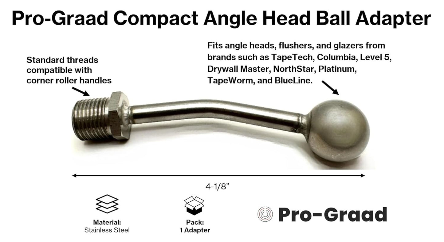 Pro-Graad Compact Angle Head Ball Adapter – Fits TapeTech, Columbia, Level 5, Drywall Master, NorthStar, Platinum, TapeWorm, BlueLine – Converts Corner Roller to Finisher Handle