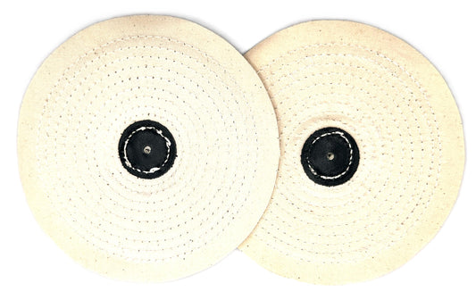 Pro-Graad 2 Pack 6” Buffing Polishing Wheel Knife Edge Buff Thin Cotton Buffing Polishing Wheel 12 Ply x Pin Hole Narrow Razor Edge White Muslin, Ideal for buffing corners, grooves, channels and slots