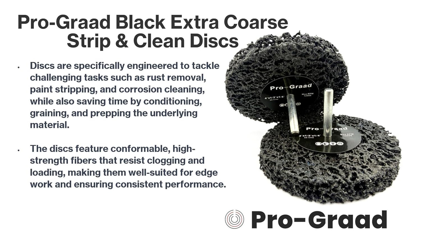 Pro-Graad 5 Pack Paint Stripping Disc Drill Attachment | 4" x 1/2" Wide with 1/4" Shaft | Strip & Clean Discs Remove Paint, Coatings & Rust | Black | Pack of 5