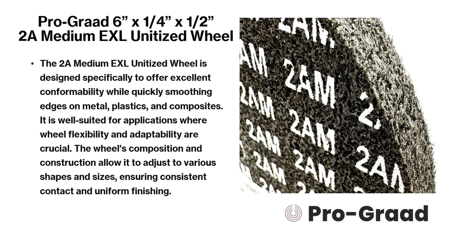 Pro-Graad EXL Unitized Wheel, Silicon Carbide, 6" Diameter x 1/4" Wide x 1/2" Arbor, 2A Medium | 17498 | (Pack of 1)