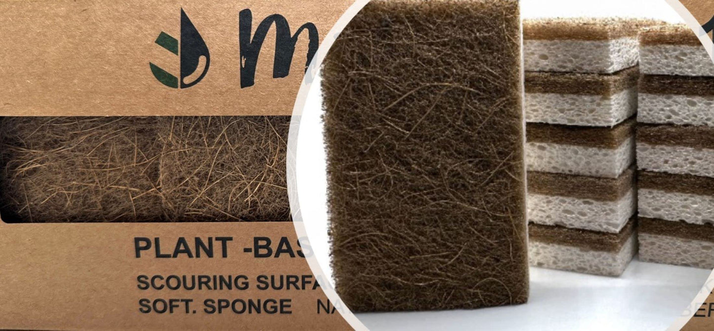 MinnYaso 12 Pack Natural Sponges | Hemp Sisal Plant Based Scrubber Scouring Sponge | Eco-Friendly Odor Free Biodegradable Compostable Wood Pulp | Sustainable Scrub Pads for Kitchen, Dishes, Bathroom