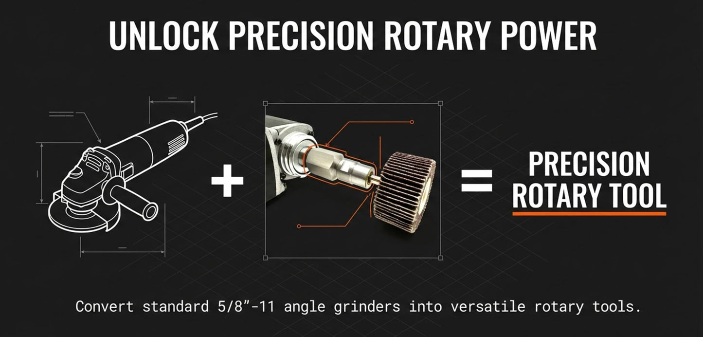 Pro-Graad Flapper Adapter 5/8 UNC Thread with 1/8” & 1/4" Collet - Converts Angle Grinders to Rotary Tools - Compatible with 5/8”-11 Threaded Angle Grinders