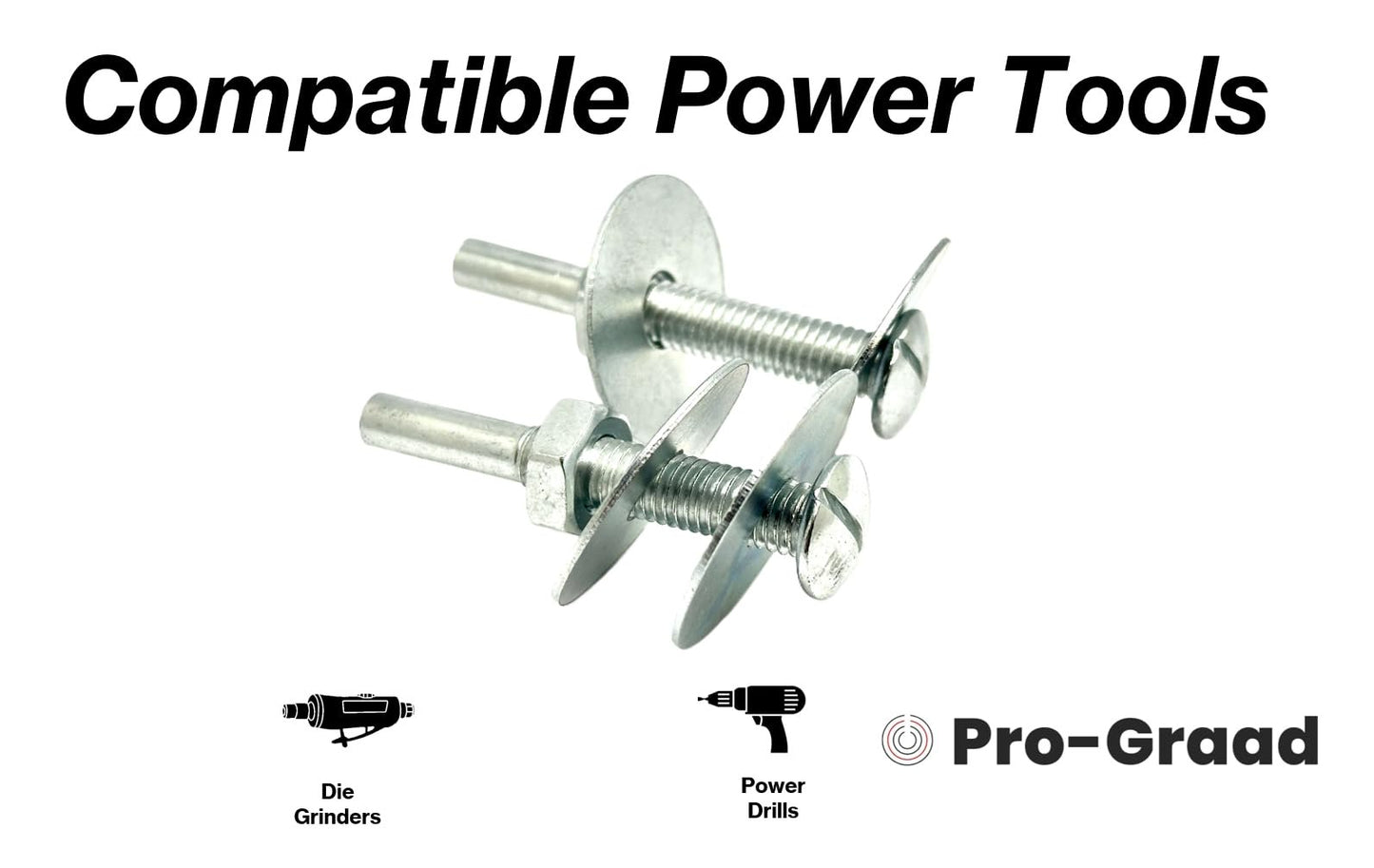 Pro-Graad 2 Pack 933 Unitized Wheel Mandrel, 2” x 1/4” x 1-1/4”, for attaching 2” – 4” Diameter – 1/4” Center Hole Buffing, Polishing, Unitized Wheels to Rotary Tools, Pack of 2