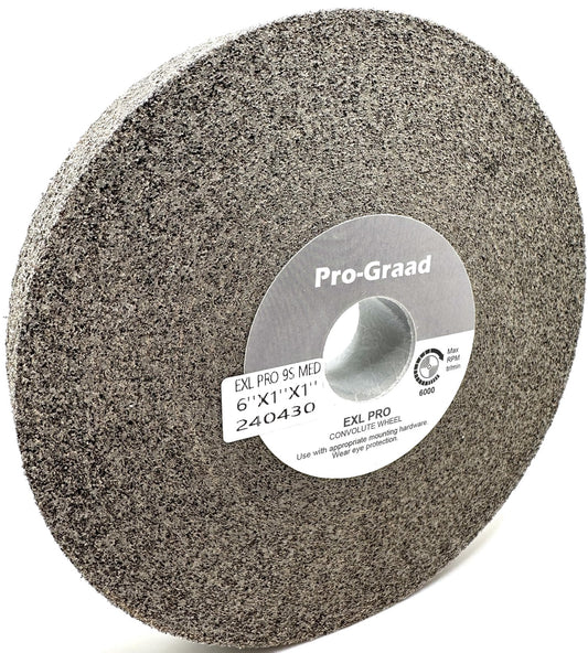 Pro-Graad EXL PRO Convolute Deburring Polishing Wheel - 6" x 1" x 1" 9S Medium Silicon Carbide - Professional Grade - Metal Deburring, Finishing and Polishing Wheel - (1 Pack)