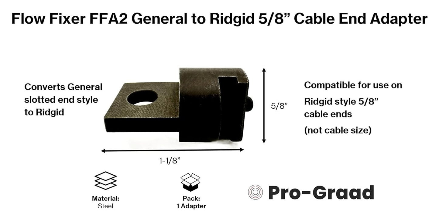 Auger Adapter FFA2 – Compatible with General to Ridgid Drain Cleaner, Converts General Slotted Cable Ends to Fit Ridgid Models K40, K50, K375, K380, K400 &K3800 with 5/8" Cable Ends (Not Cable Size)