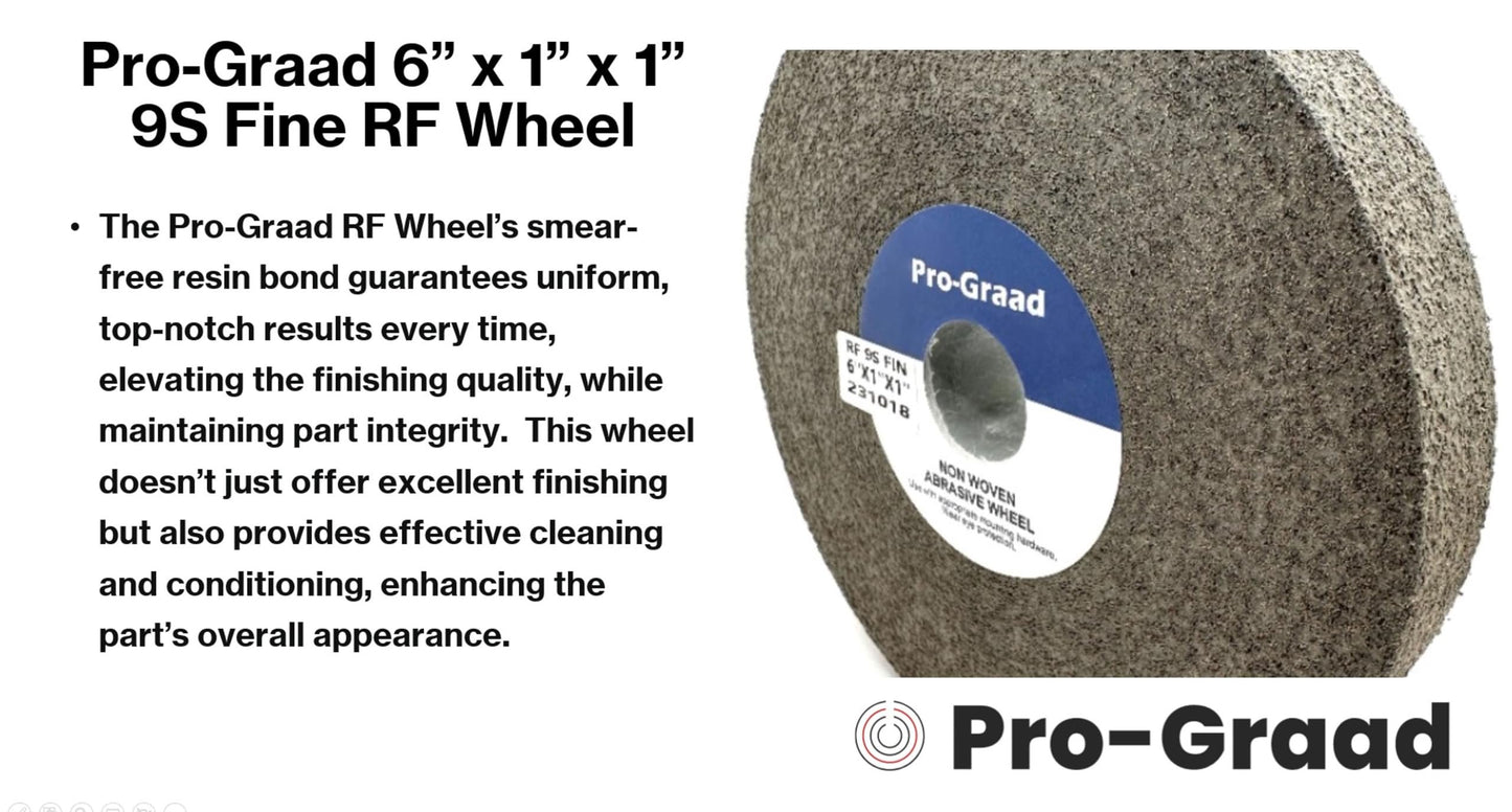 Pro-Graad 1 Pack 6” x 1” x 1” 9S Fine Series 1000 RF Long Life Convolute Deburring, Finishing & Polishing Wheel, Includes Arbor Adapter for use on 3/4 5/8 1/2 inch Shaft Sizes, Pack of 1