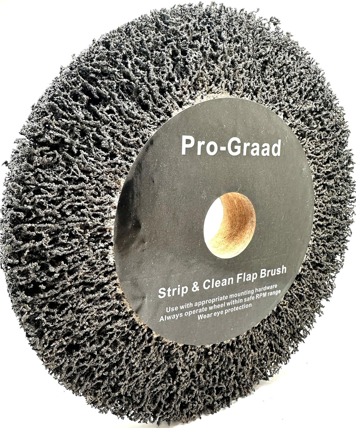 Pro-Graad 8” x 1” Black 40 Grit Extra Coarse Non-Woven Bench Grinder Strip & Clean Flap Brush Wheel, Metal Graining, Stripping, Rust & Paint Removal, Compatible for 1/2”, 5/8”, 3/4", 1", 1-1/4" Arbor