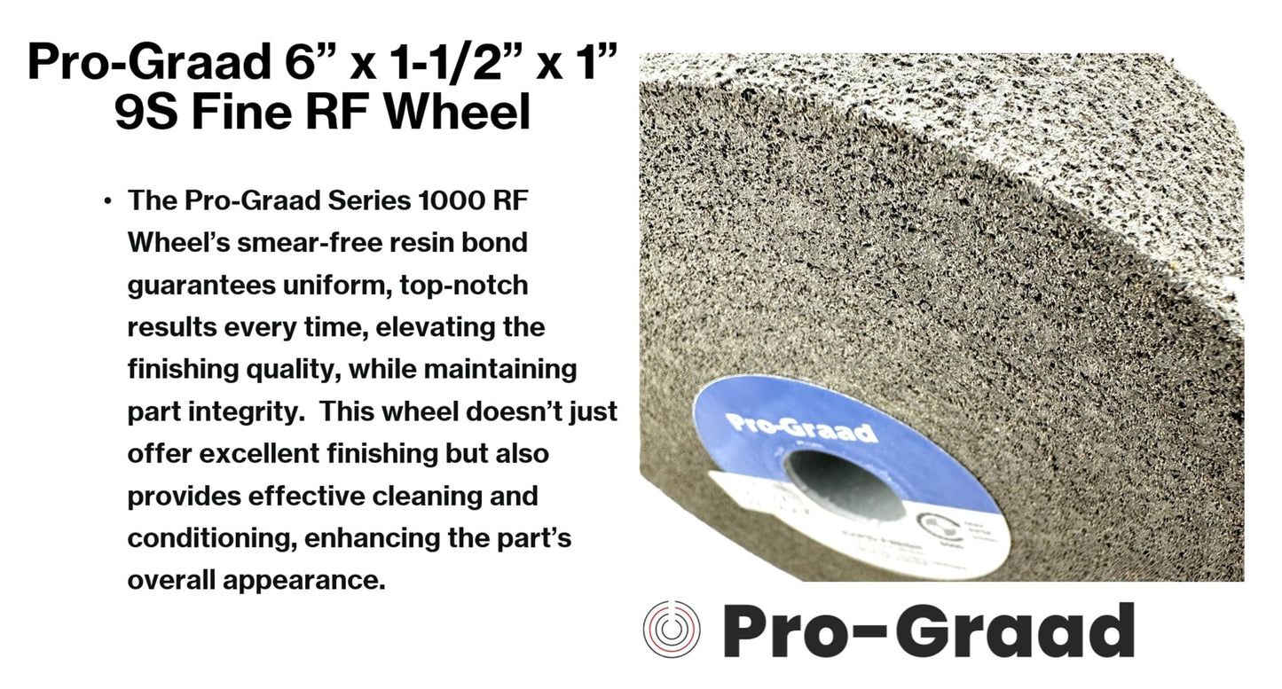 Pro-Graad 1 Pack 6” x 1-1/2” x 1” 9S Fine Series 1000 RF Long Life Convolute Deburring, Finishing & Polishing Wheel, Includes Adapter for use on 3/4 5/8 1/2 inch Shaft Sizes, Pack of 1