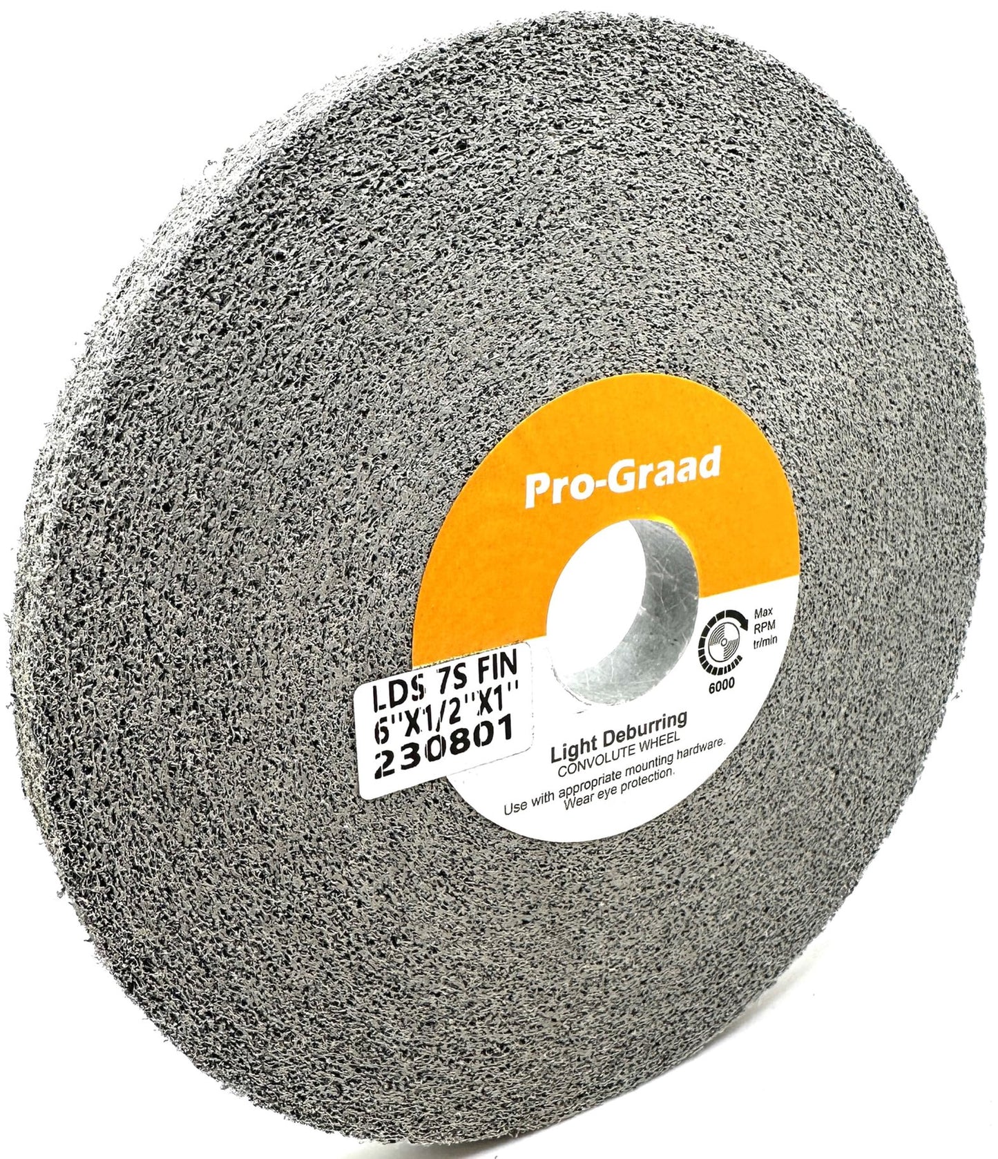 Pro-Graad Light Deburring Wheel - 6" x 1/2" x 1" 7S Fine Grit - Silicon Carbide – Light Deburring, Finishing and Polishing Wheel – 01662 - Convolute - (1 Pack)