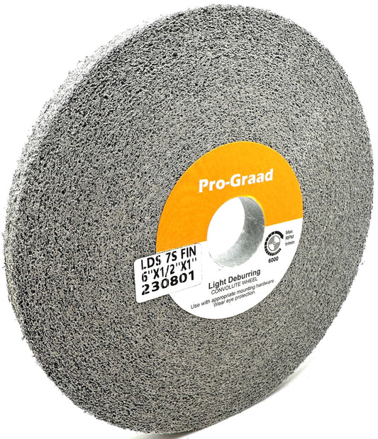 Pro-Graad Light Deburring Wheel - 6" x 1/2" x 1" 7S Fine Grit - Silicon Carbide – Light Deburring, Finishing and Polishing Wheel – 01662 - Convolute - (1 Pack)
