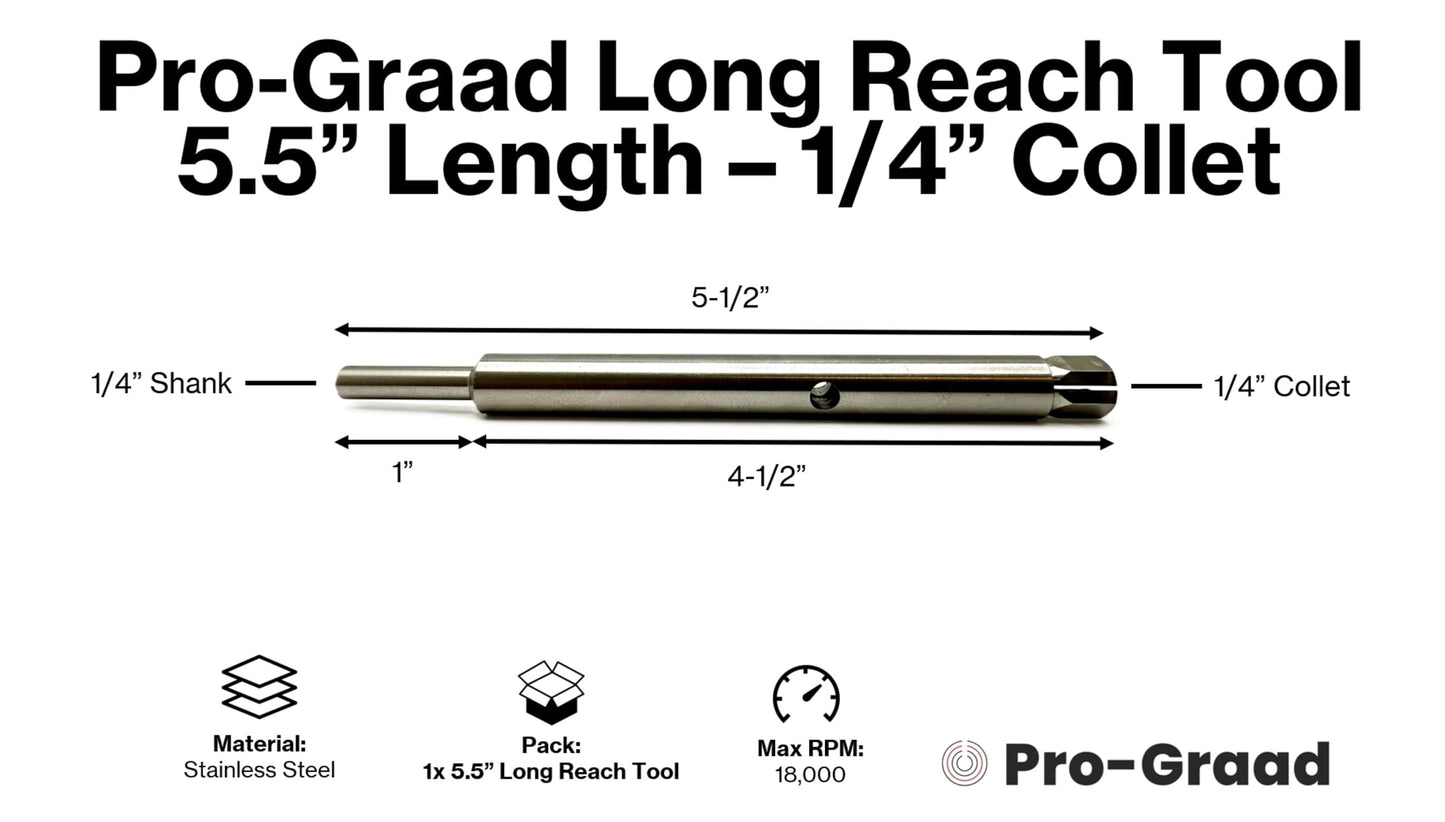 Pro-Graad 5.5" Long Reach Heavy Duty 1/4" Collet Extension Tool – Carbide Burr & Bit Holder for Die Grinder – Extended Reach for Engine Porting, Precision Grinding, Auto & Industrial Use