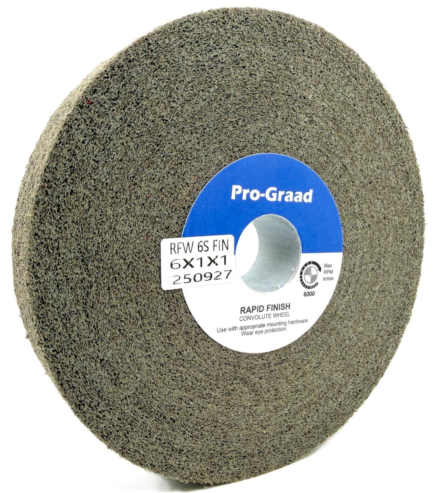 Pro-Graad 1 Pack 6” x 1” x 1” 6S Fine Series 1000 RF Long Life Convolute Deburring, Finishing & Polishing Wheel, Includes Adapter for use on 3/4 5/8 1/2 inch Shaft Sizes, Pack of 1