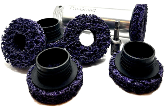 Pro-Graad 8-Piece 2-1/2” XL Brake Hub Cleaning Kit: Includes 6 discs, 1 XL holder, 1 drill adapter. Perfect for rust removal on hubs, rotors & wheels for commercial trucks, buses, RVs, and trailers