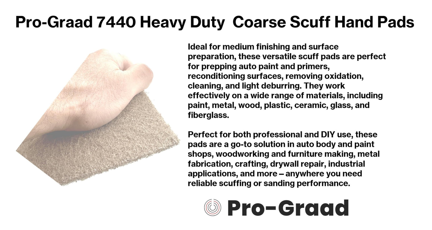 Pro-Graad Premium 7440 6"x9" Tan Coarse Scuff Pads, 10 Pack, Scuffing, Scouring, Sanding, Paint Primer Prep Adhesion Scratch-Surface Preparation For Automotive Car Auto Body Repair Woodworking Wood