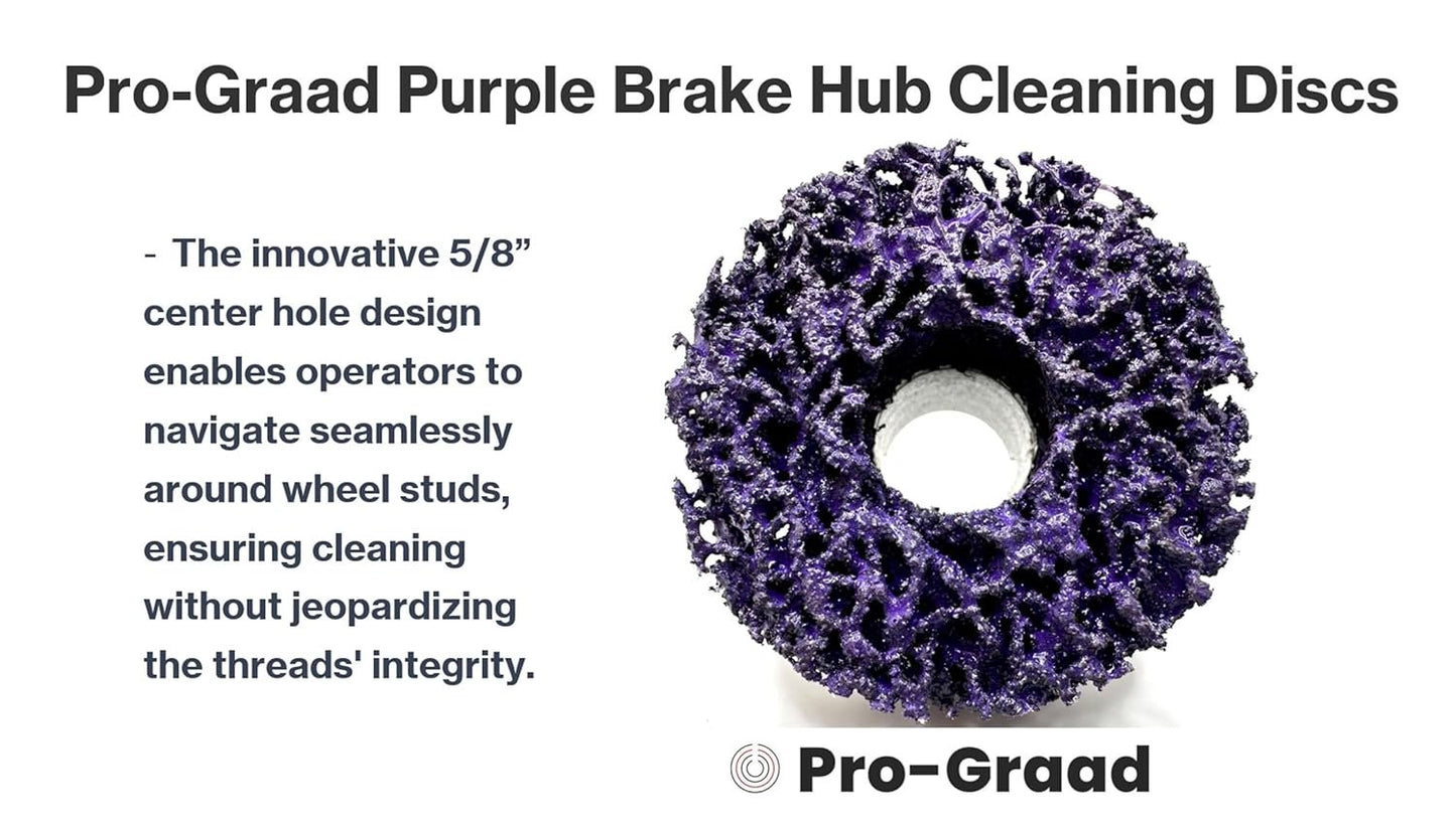 Pro-Graad 7 Piece 1-1/2” Brake Hub Cleaning Disc Kit, Impact Driven Tool Resurfacing Hub, Rotor, Stud, Wheel Rust Removal Cleaner, Kit Includes 5X Cleaning Pad Discs, 1x Tool Holder, 1x Drill Adapter
