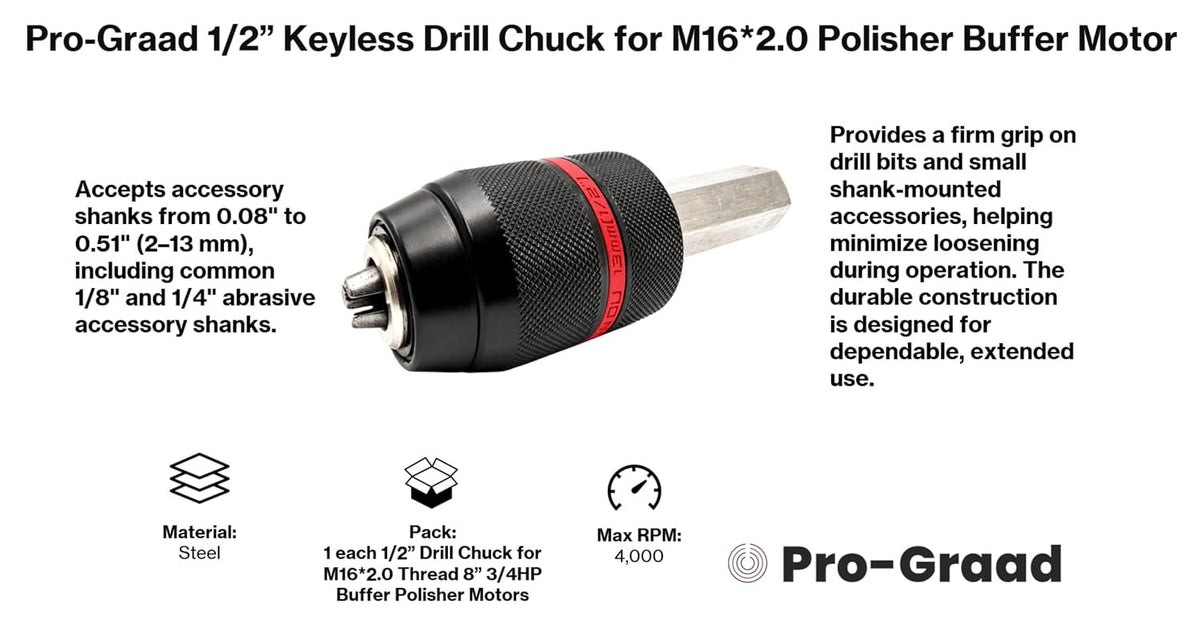 1/2" Keyless Drill Chuck for 8" 3/4 HP Import Buffer Polisher Motors