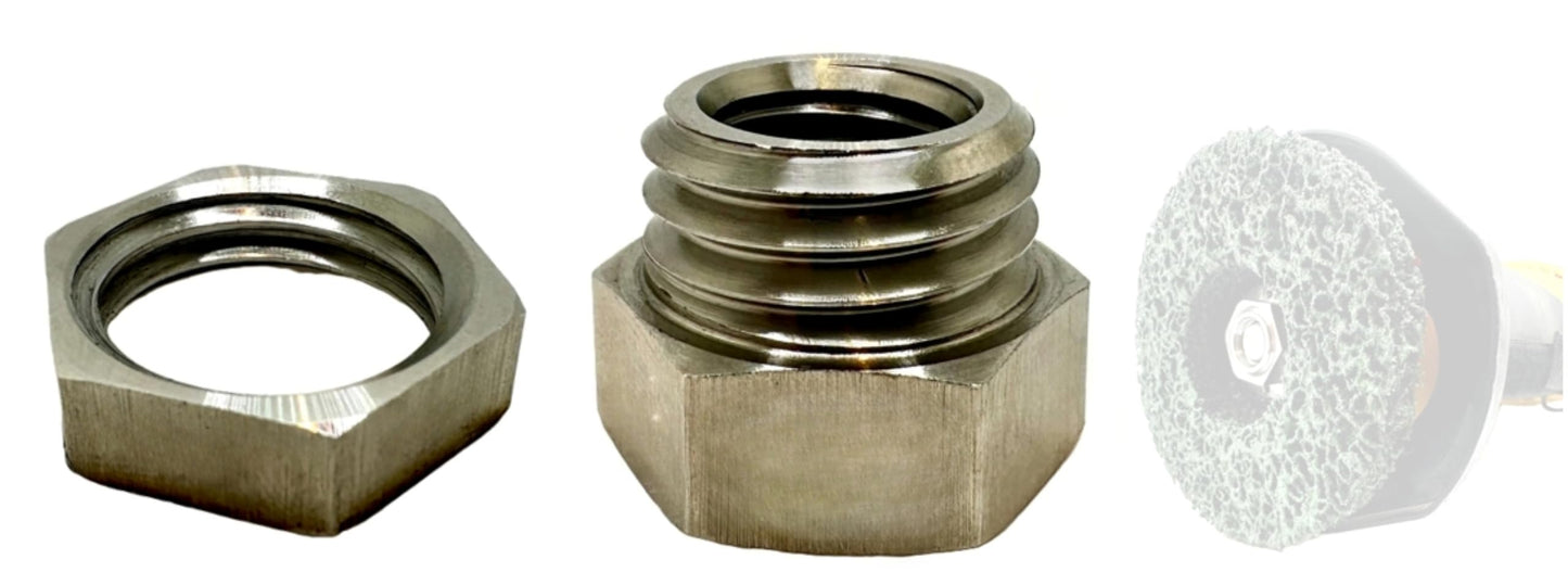 SuperGrindz Universal Strip Disc Conversion Kit for Wagner PaintEater - Pro-Graad Adapter with Hex Locking Nut - Upgrade for 4.5” x 7/8” Stripping Wheel Compatibility