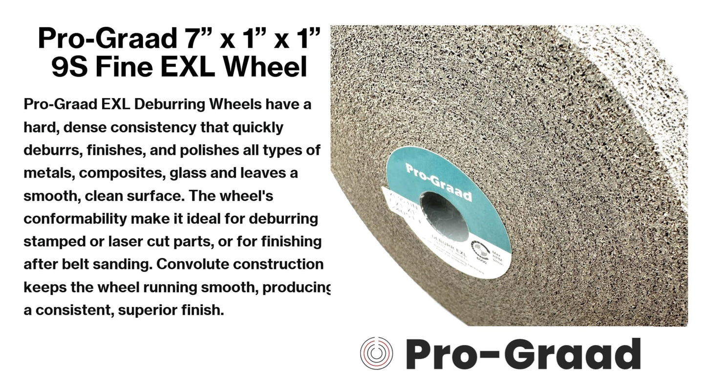 Pro-Graad EXL Deburring Wheel - 7" x 1" x 1" 9S Fine Grit - Silicon Carbide - Metal Deburring, Finishing and Polishing Wheel - Convolute - (1 Pack)
