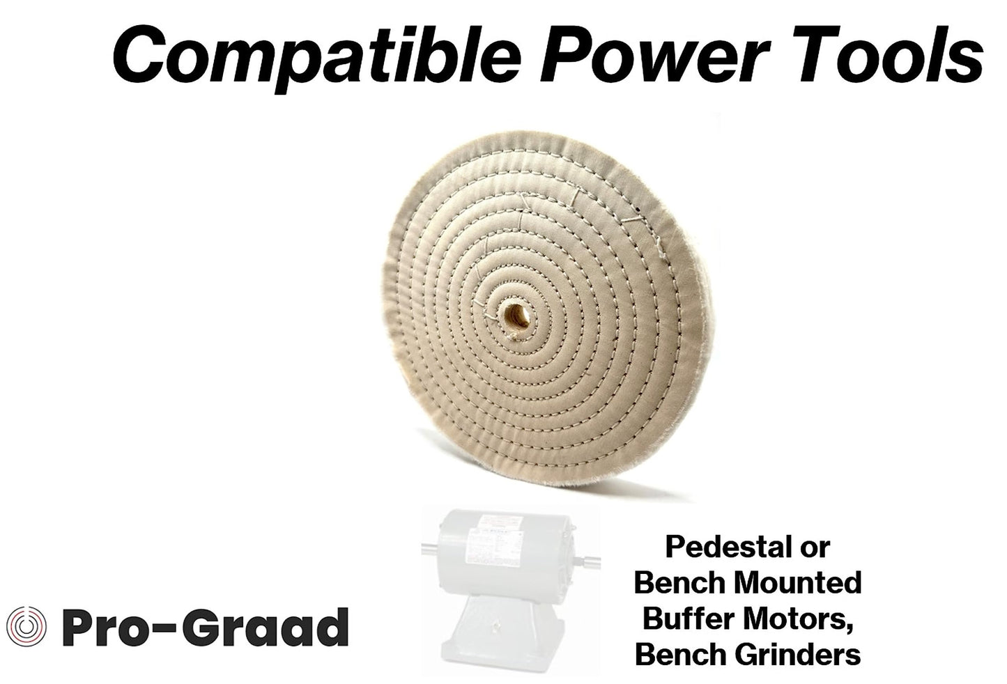 Pro-Graad 1 Pack 8” x 5/8” Arbor x 80 Ply Extra Thick Buffing Polishing Wheel - Fine Muslin Cotton | Designed for Bench Motor Grinder or Buffer with 5/8” Arbor | Pack of 1