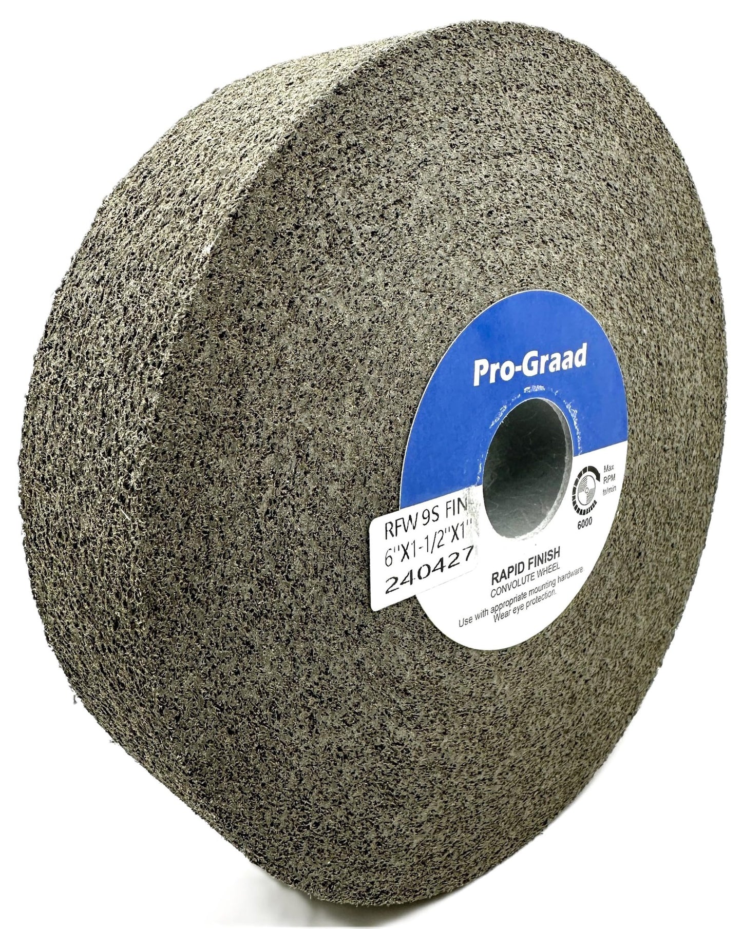 Pro-Graad 1 Pack 6” x 1-1/2” x 1” 9S Fine Series 1000 RF Long Life Convolute Deburring, Finishing & Polishing Wheel, Includes Adapter for use on 3/4 5/8 1/2 inch Shaft Sizes, Pack of 1