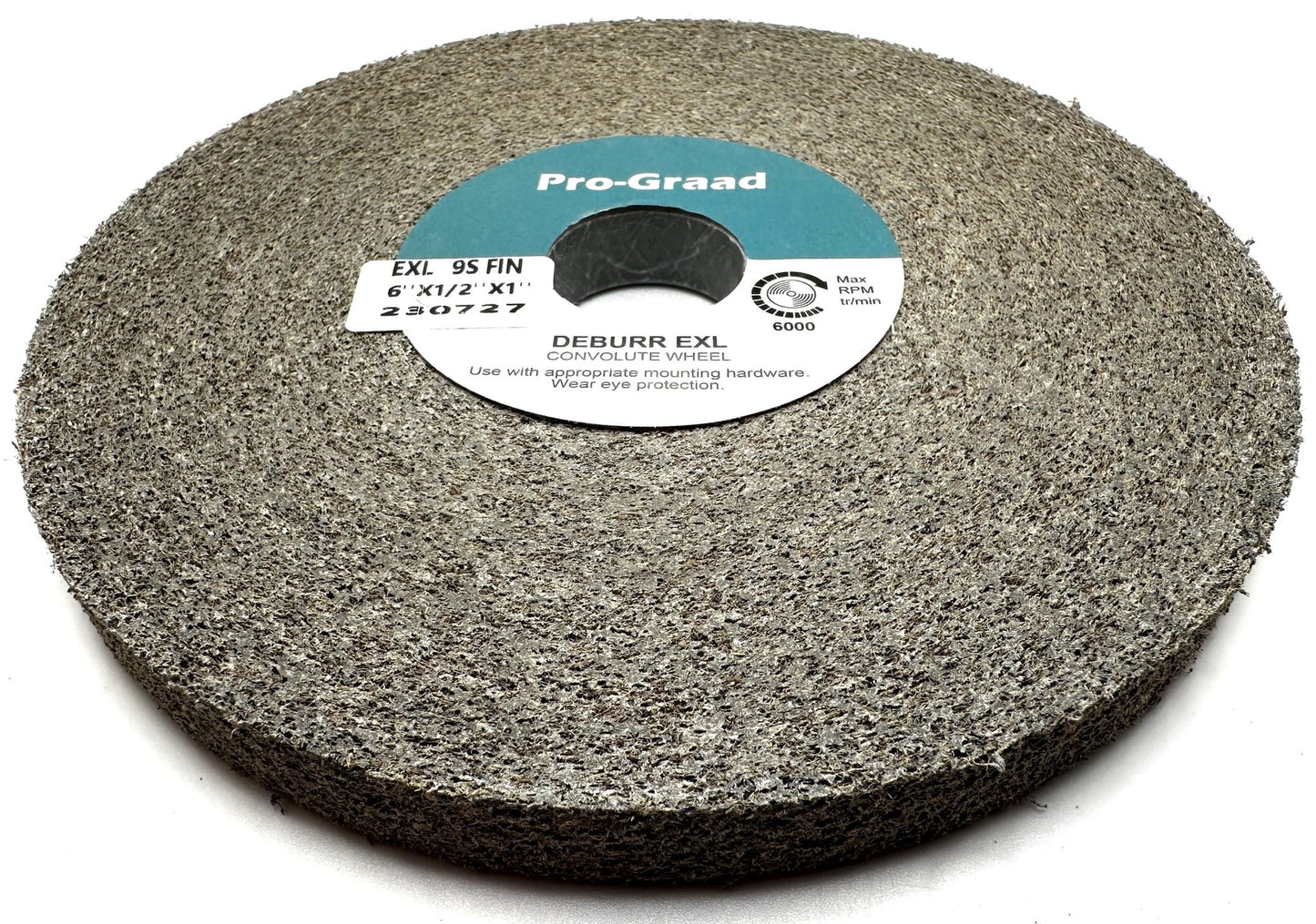 Pro-Graad EXL Deburring Wheel - 6" x 1/2" x 1" 9S Fine Grit - Silicon Carbide - Metal Deburring, Finishing and Polishing Wheel - Convolute - 05790 - (1 Pack)