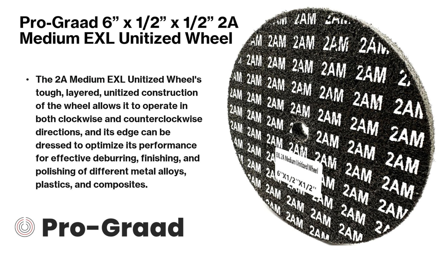 Pro-Graad EXL Unitized Wheel, Aluminum Oxide, 6" Diameter x 1/2" Wide x 1/2" Arbor, 2A Medium | 15534 | (Pack of 1)