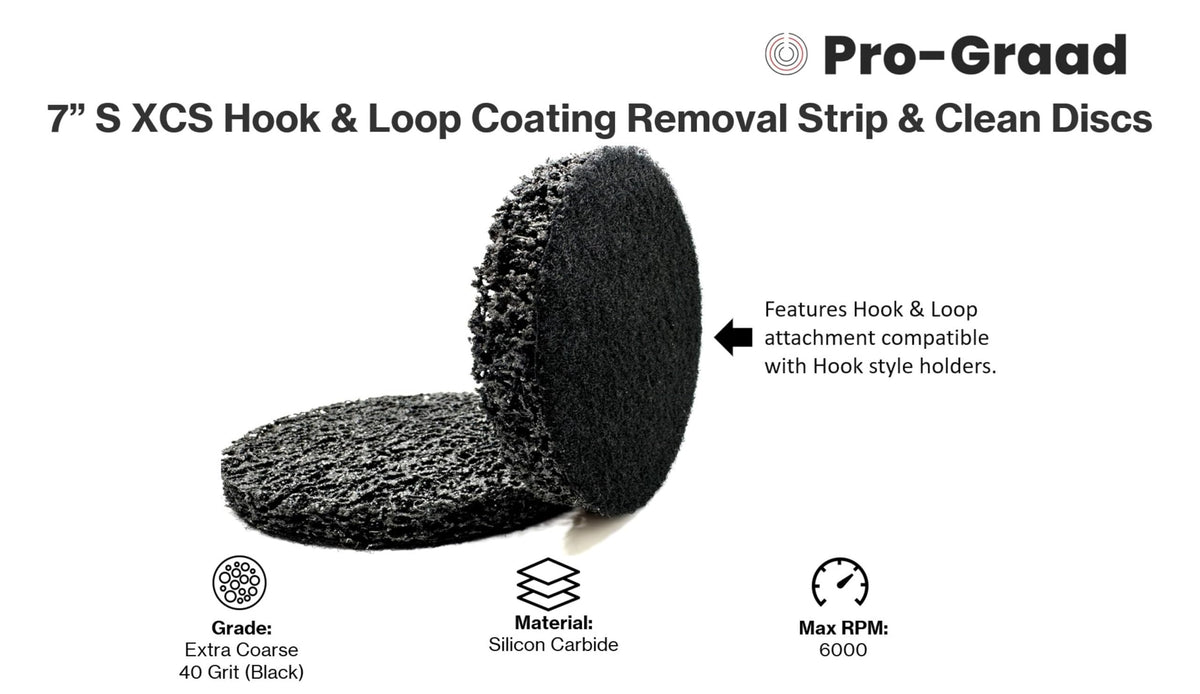 Pro-Graad 2 Pack 7” Diameter S XCS Hook and Loop Coating Removal Disc, Silicon Carbide Extra Coarse Clean & Strip Material with Hook & Loop Backing, Strips Paint Coatings Rust, Cleans Welds, Pack of 2