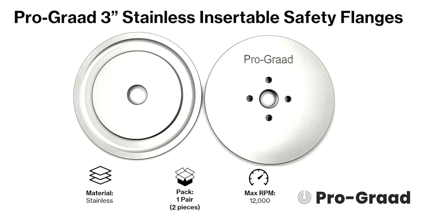 3 inch Stainless Heavy Duty Insertable Safety Flange for Airway Buffing & Polishing Wheels Without Center Plates, Self-Tightening Flanges, for use with 5/8”-11 Threaded Tools & 3” Center Airway Buffs