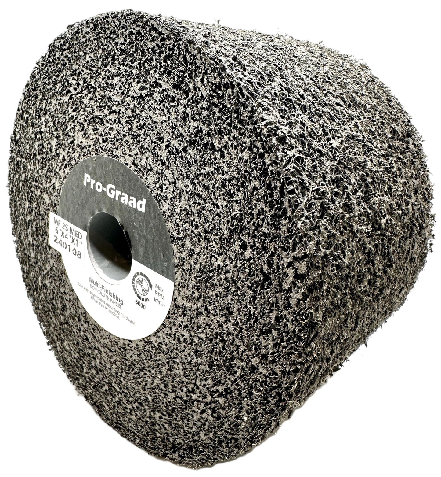 Pro-Graad Multi-Finishing Wheel – 6” x 4” x 1” 2S Medium Grit Silicon Carbide - Stainless Steel Finishing Convolute Wheel 13358 – for #4 Finish - 1 Pack