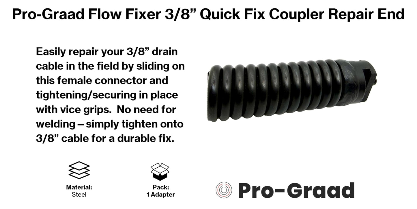 Pro-Graad Flow Fixer 91037 IW Cable Repair Coupling 3/8-Inch Compatible Fit RIDGID Drain Cleaning Cable End, 3/8” Sewer Cable Quick-Fix Coupler Cable Repair (1 Pack)