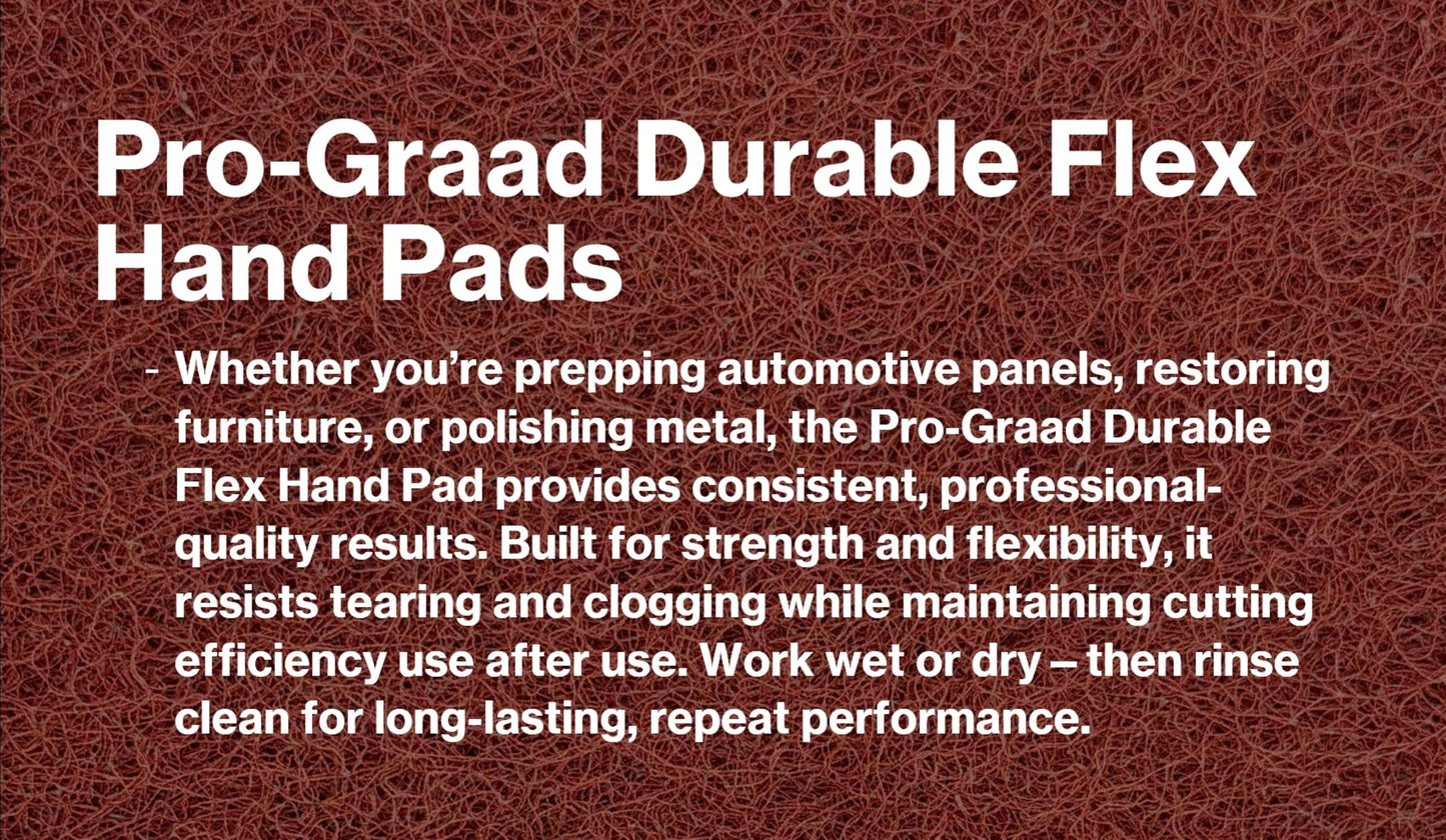 Pro-Graad Durable Flex Hand Pad 4-1/2” x 9” – Very Fine Aluminum Oxide Non-Woven Abrasive, Flexible Surface Conditioning Pad for Cleaning, Finishing & Scuffing – Reusable, Rust-Free – 64659 – 25 Pack
