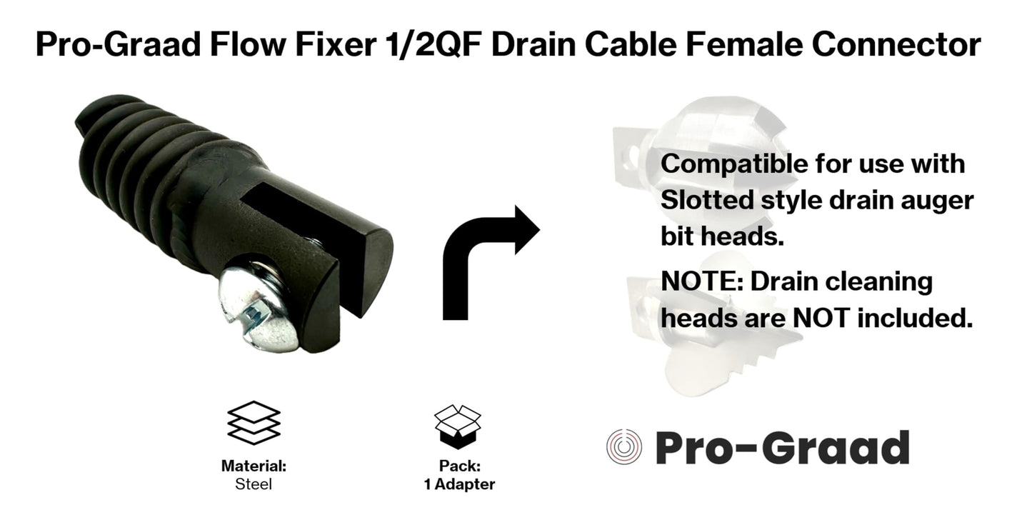 Pro-Graad 1/2QF Flow Fixer | 1/2” Drain Cable Repair End | Quick Fix Female Slotted Connector for Broken Drain Cleaning Machine Cables | Fits All 1/2” O.D. Drain Cables