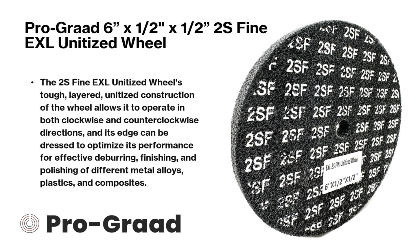Pro-Graad EXL Unitized Wheel, Silicon Carbide, 6" Diameter x 1/2" Wide x 1/2" Arbor, 2S Fine | 13719 | (Pack of 1)
