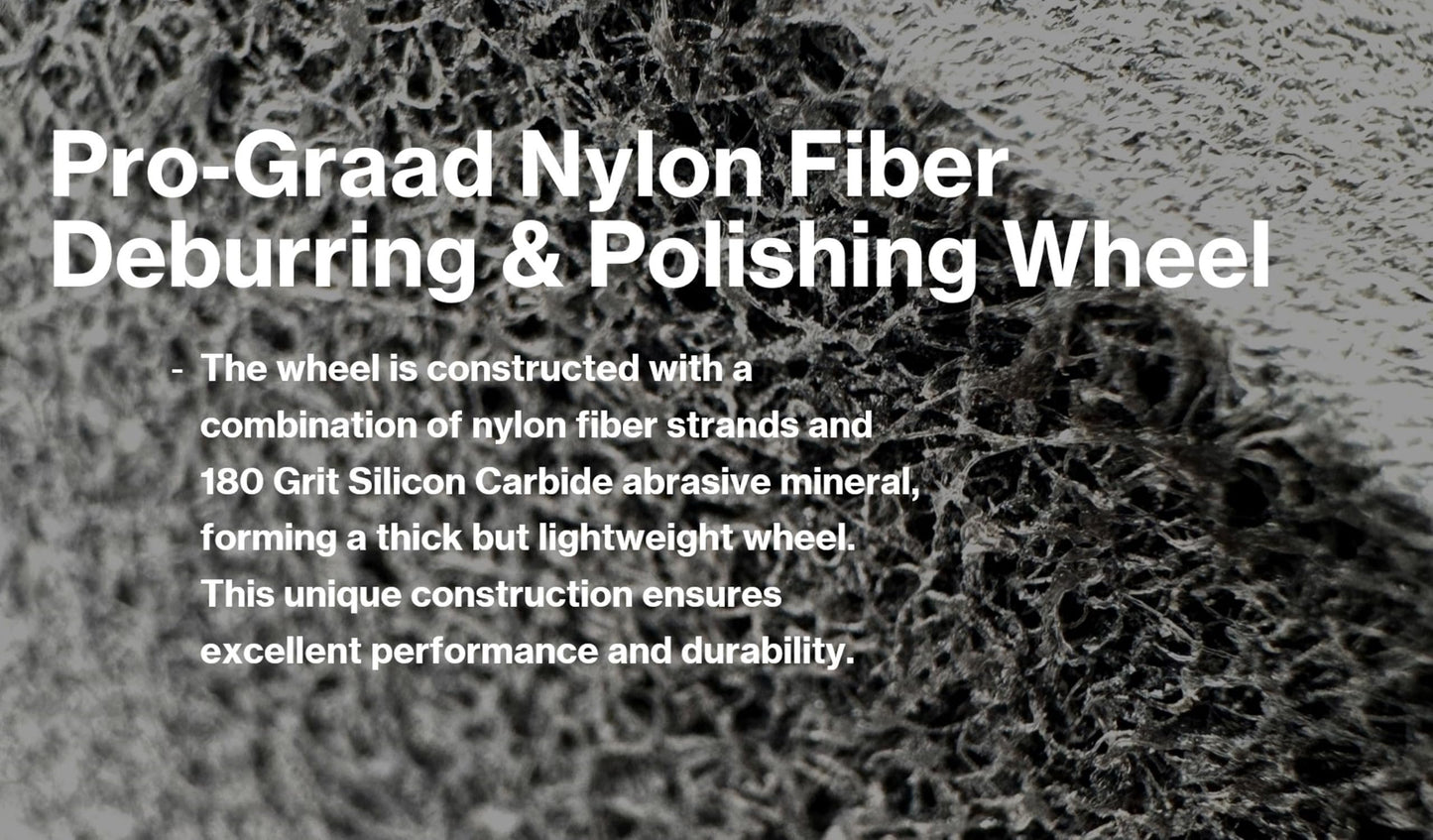 Pro-Graad Nylon Fiber Deburring Wheel 8" x 1" x 1-1/4" 5P Hardness 180Grit Silicon Carbide Brushed Polishing Buffing Unitized Wheel for Bench Grinder Buffing Machine with Adapter for 1/2 5/8 3/4 Arbor