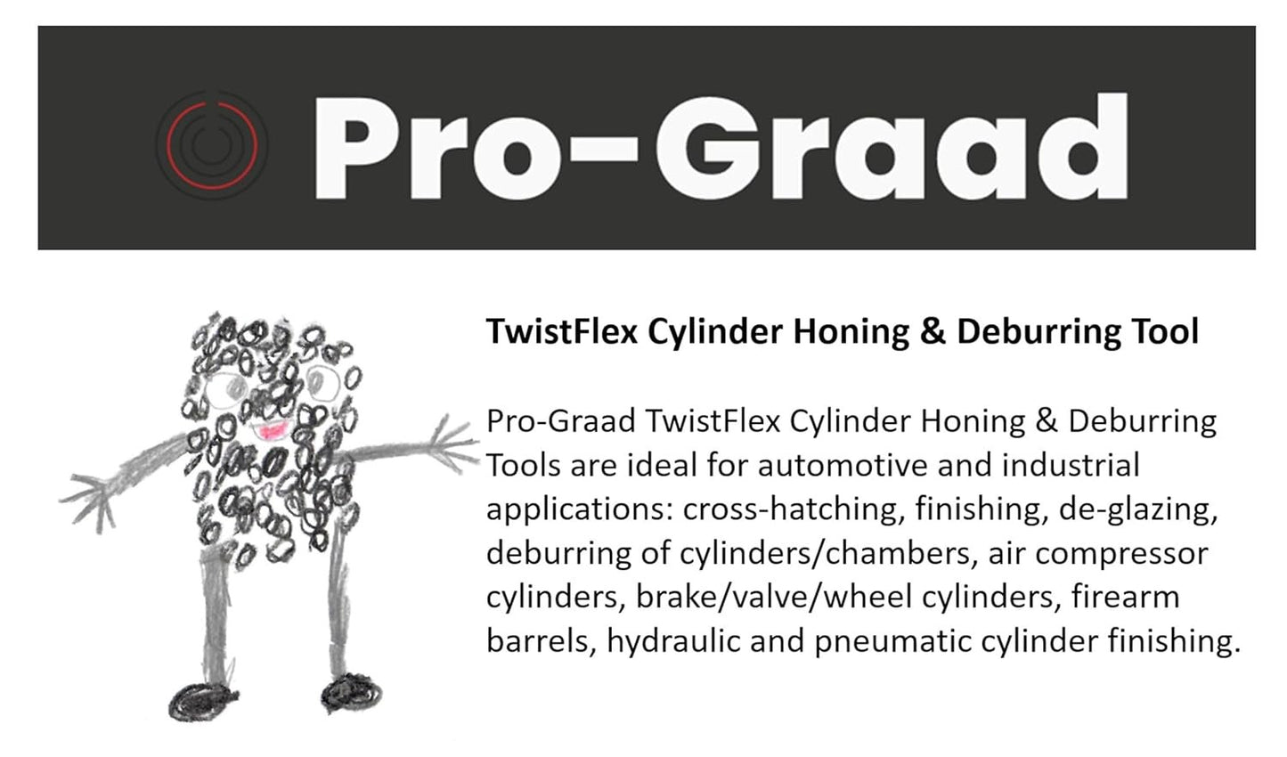 Pro-Graad TwistFlex 1-1/2" 180SC Cylinder Hone | 1.5" (38mm) Flexible Cylinder Honing & Deburring Tool | Bore Brush for Hole Diameters 1.37 - 1.5" | Silicon Carbide 180 Grit | 1/4" Shank | 8" Length