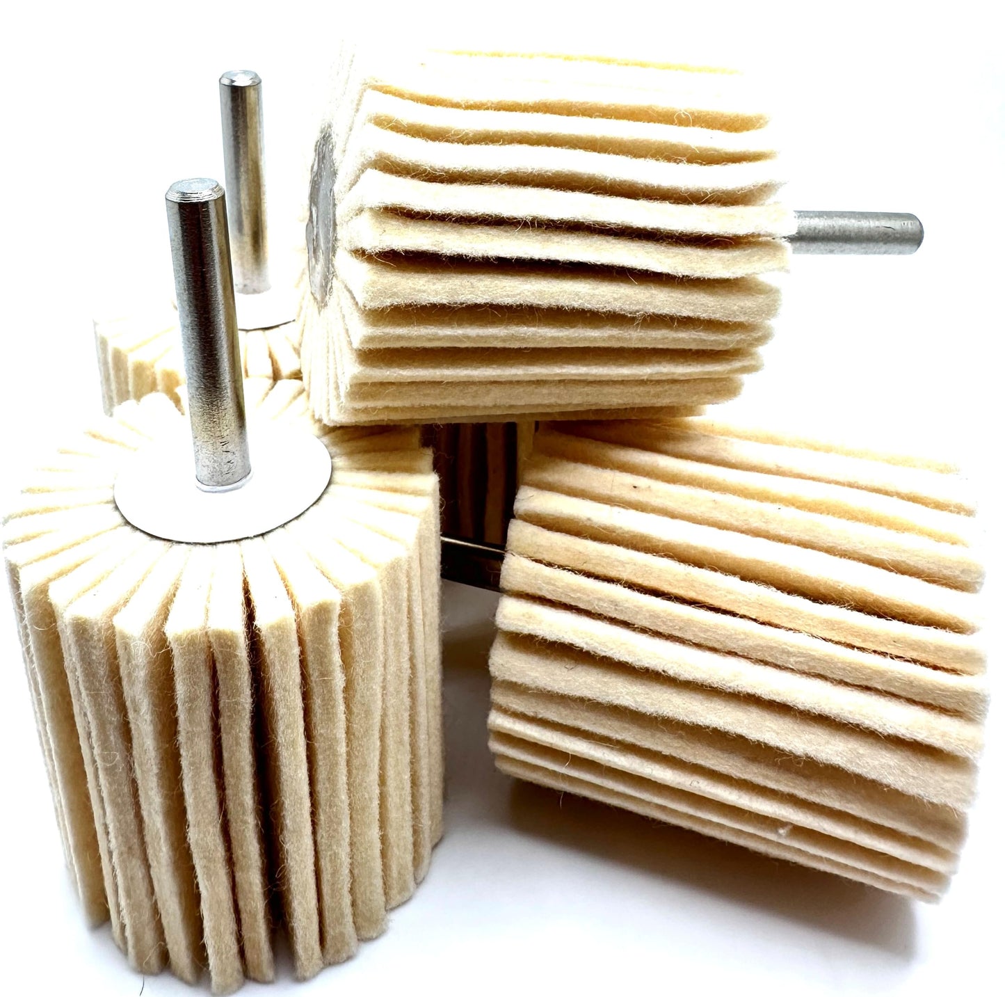 Pro-Graad 5 Pack 2" X 2" Felt Flap Wheel with 1/4" Shank Mounted, Perfect for Surface Finishing, Polishing, Buffing Plastics, Stone, Glass, Steel, Stainless, Aluminum and more, Pack of 5