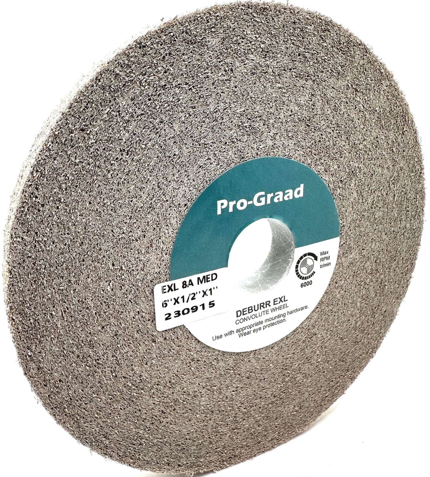 Pro-Graad EXL Deburring Wheel - 6" x 1/2" x 1" 8A Medium Grit - Aluminum Oxide - Metal Deburring, Finishing and Polishing Wheel - Convolute - (1 Pack)