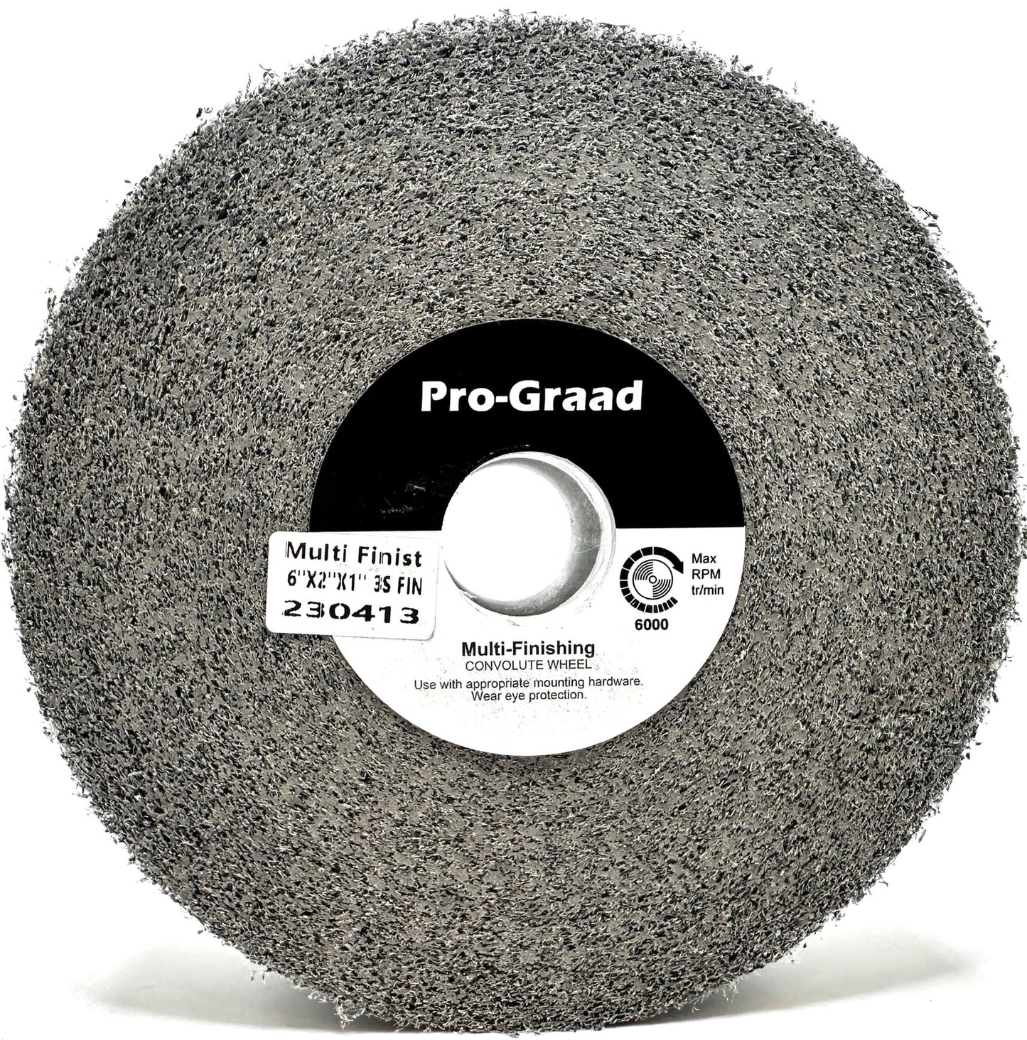 Pro-Graad Multi-Finishing Wheel – 6” x 2” x 1” 3S Fine Grit Silicon Carbide - Stainless Steel Finishing Convolute Wheel – for #4 Finish - 1 Pack