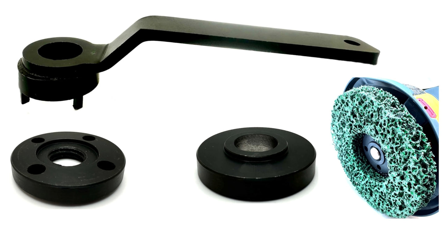 Universal Strip Disc Conversion Kit for Wagner PaintEater - Pro-Graad Adapter with Lock Nut & Wrench - Upgrade for 4.5” x 7/8” Stripping Wheel Compatibility (Conversion Kit with 4-Prong Wrench)