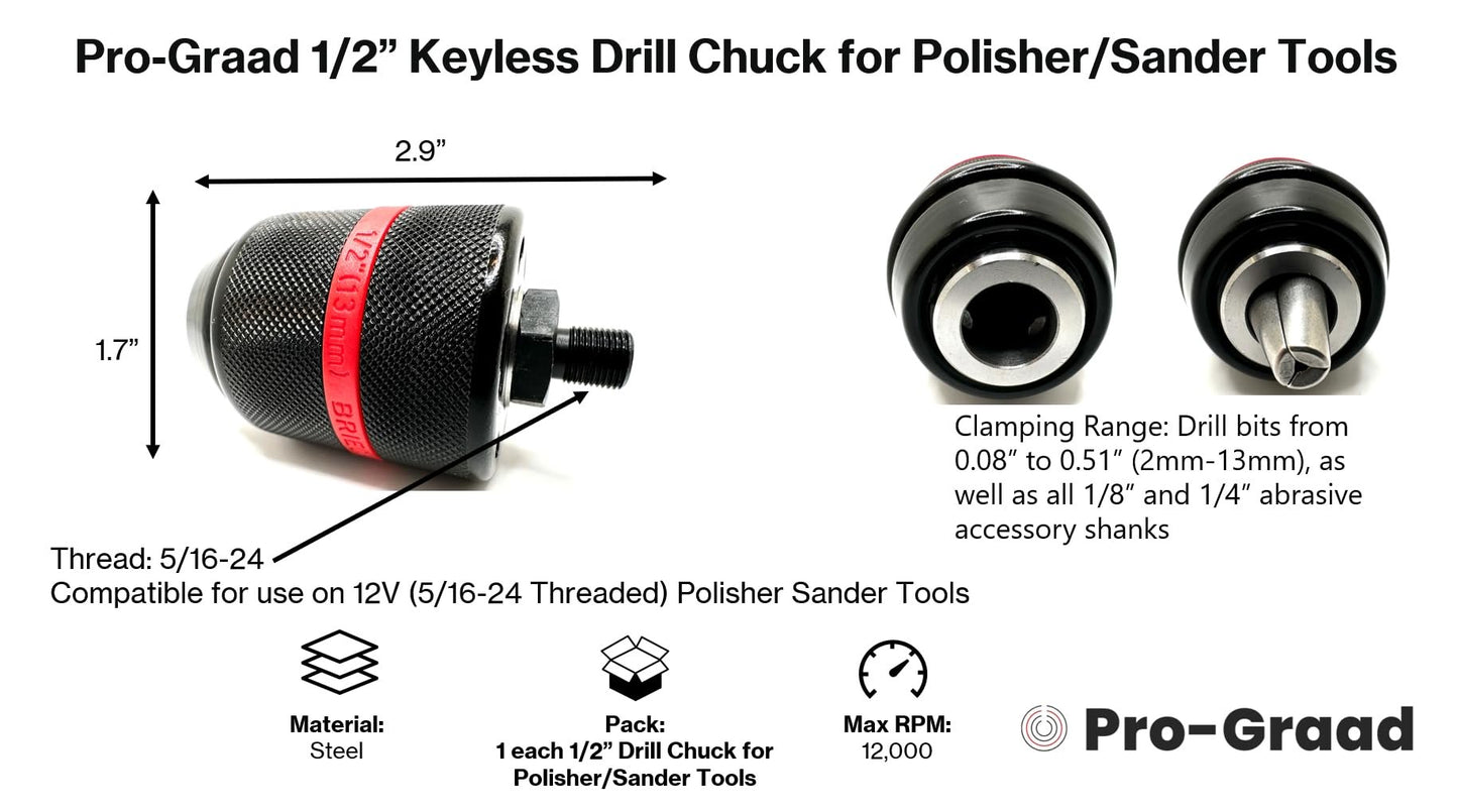 Pro-Graad Adapter for Orbital/DA & 12V Cordless Polisher Sander Tools with Internal 5/16”-24 Thread