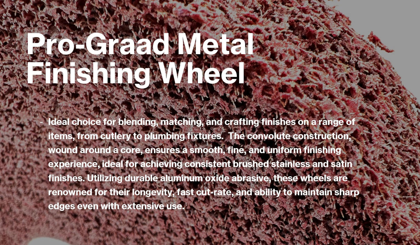 Pro-Graad Metal Finishing Wheel – Aluminum Oxide – Maroon Metal Finish Convolute Wheel – for #3 & #4, Brush, Satin and Mill Finishes – Pack of 1