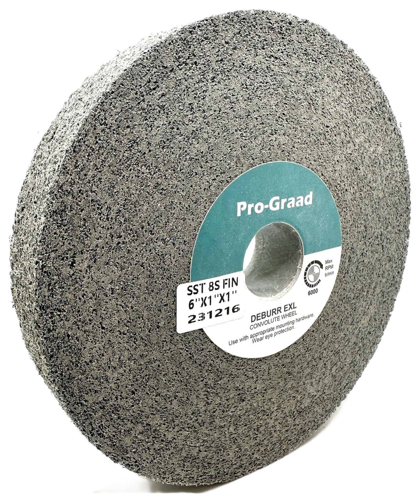 Pro-Graad SST Deburring Wheel - 6" x 1" x 1" 8S Fine Grit – Silicon Carbide – Excels on Titanium, Stainless & Tough Alloys, Deburring, Finishing and Polishing Wheel – Convolute – 01703 - (1 Pack)