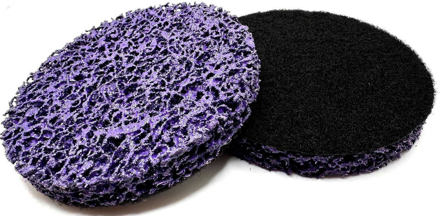 SuperGrindz 2 Pack 4” Diameter S XCS Hook & Loop Purple Coating Removal Disc, Silicon Carbide Extra Coarse Purple Clean & Strip Material, Strips Paint Coatings Rust, Cleans Welds, Pack of 2