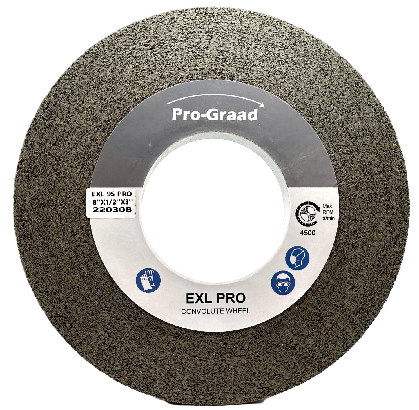 Pro-Graad EXL PRO Convolute Deburring Polishing Wheel - 8" x 1/2" x 3" 9S Fine Silicon Carbide - Professional Grade - Metal Deburring, Finishing and Polishing Wheel – 94907 - 1 Pack