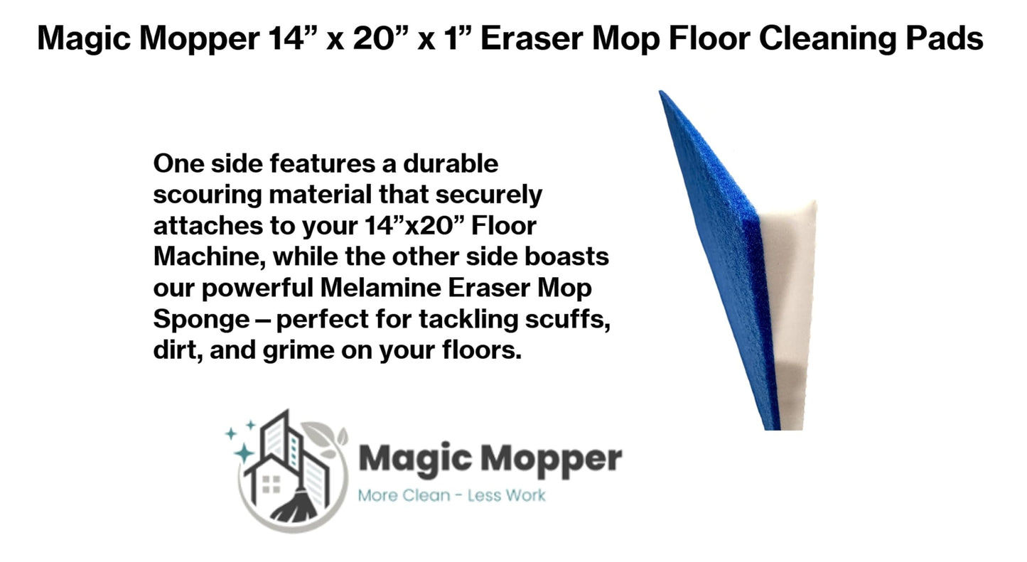 Magic Mopper Eraser Mop Floor Cleaning Pads – 14″ x 20″ (5 Pack) | Commercial-Grade Melamine Sponge Mop Pads for Floors, Tile & Grout | Durable, Versatile for Deep Cleaning