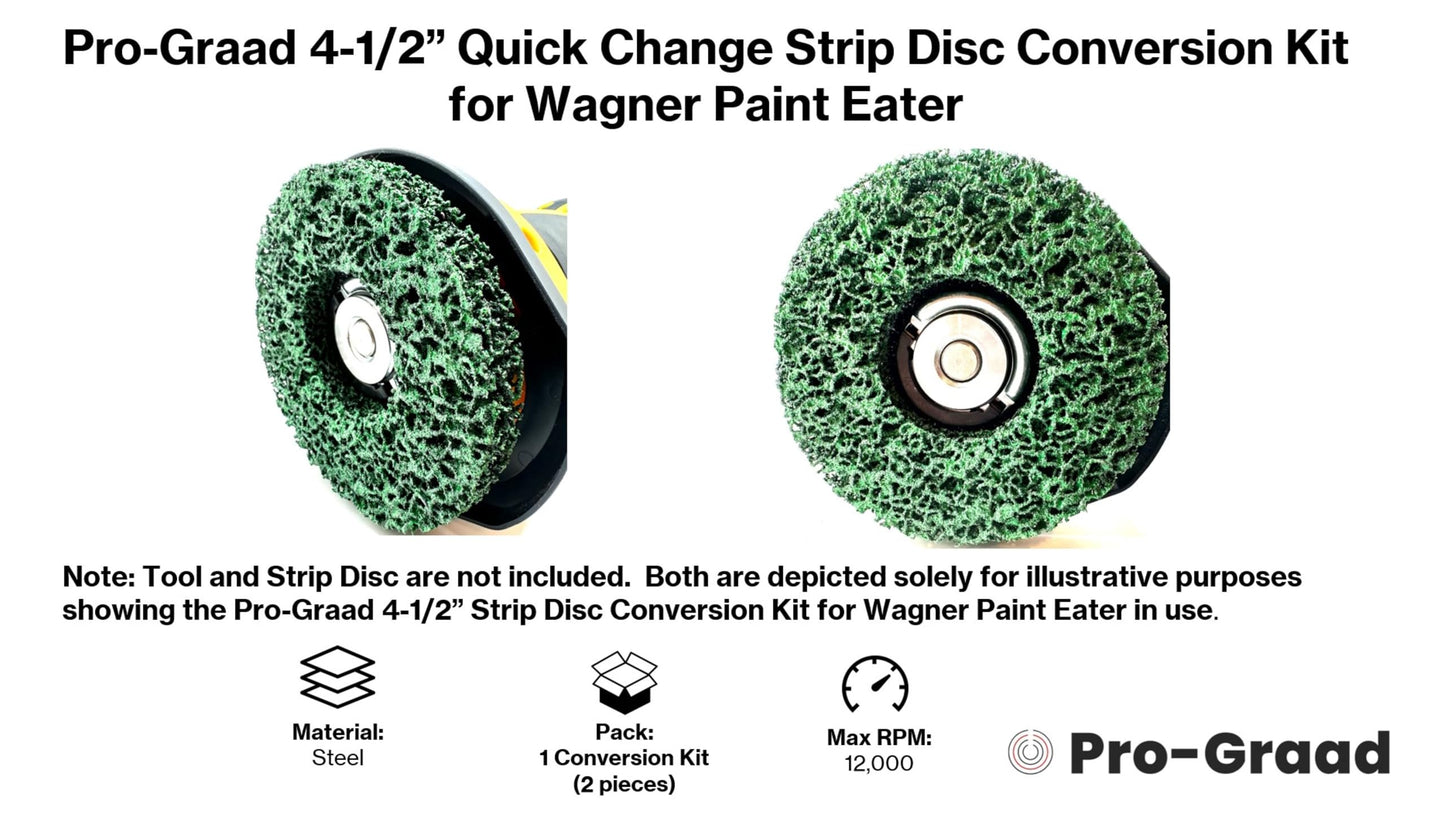 Pro-Graad Universal Strip Disc Conversion Kit for Wagner PaintEater - Pro-Graad Adapter with Quick Change Locking Nut - Upgrade for 4.5” x 7/8” Stripping Wheel Compatibility
